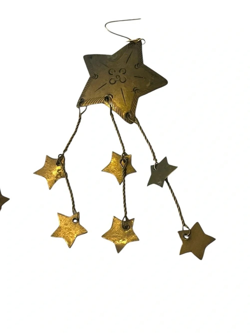 Brass Star Fall Drop Dangle Earrings - Gold Star Chandelier